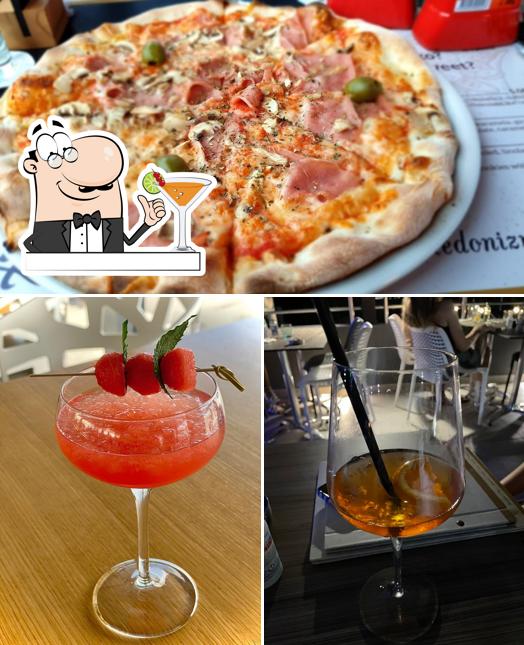 Among various things one can find drink and pizza at Beach club Raffaelo