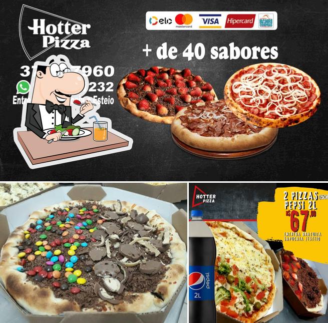 Comida em Hotter Pizza