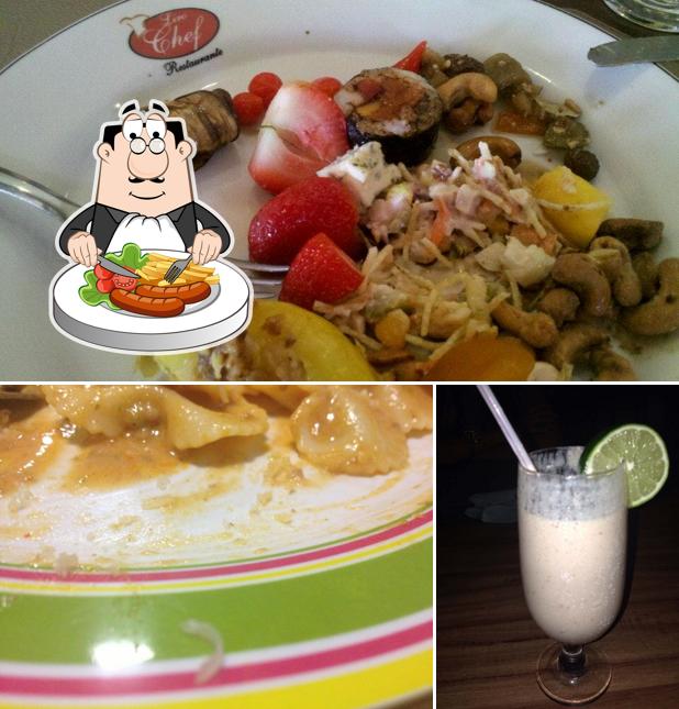 Esta é a foto mostrando comida e bebida no Liro Chef
