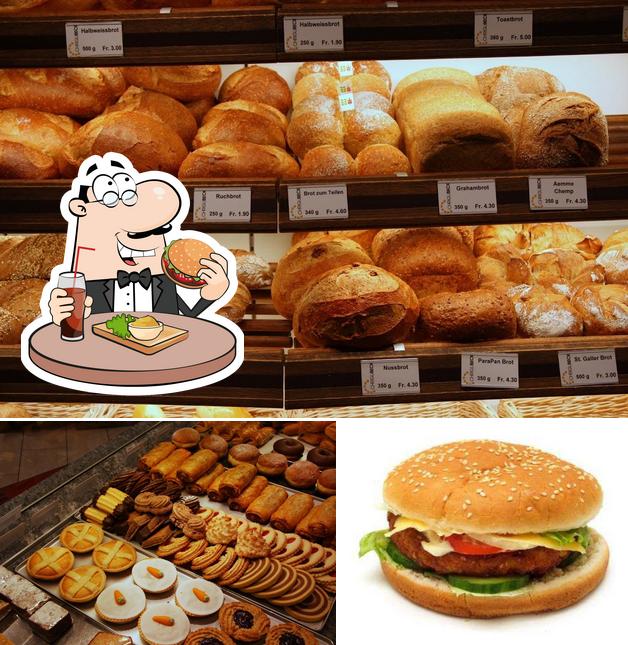 Commandez un hamburger à Bäckerei Flury