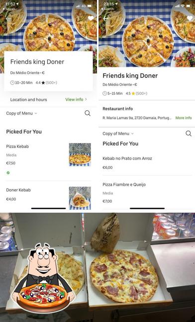 Escolha pizza no Friends King Doner and Indian restaurant