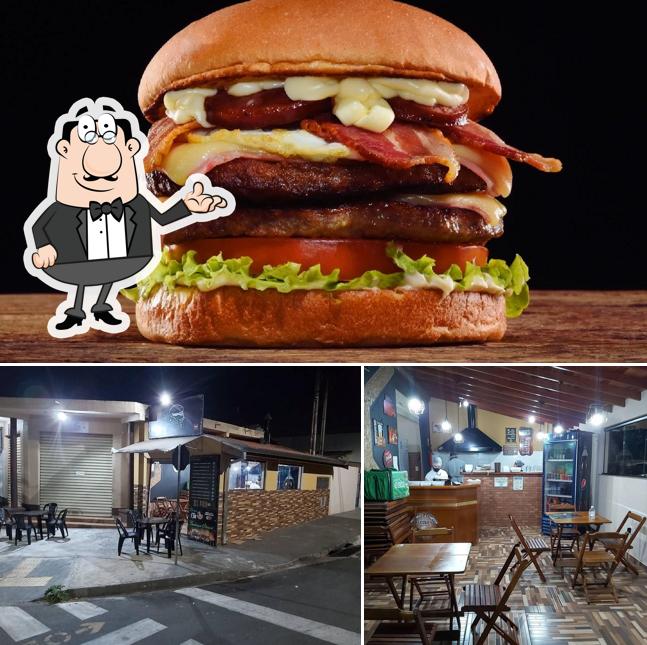 Entre diferentes coisas, interior e cidadãos podem ser encontrados no Tropical burger