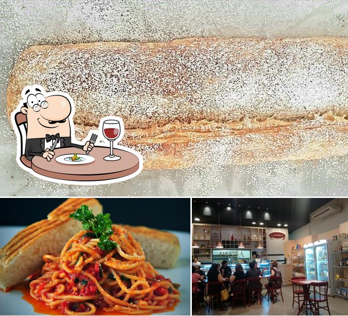 A imagem da comida e interior no Il Pastificio