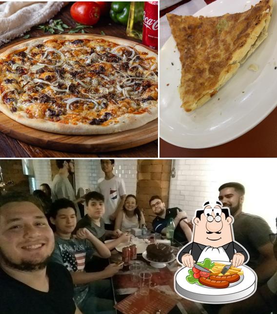 A ilustração do Pizzamille’s comida e interior