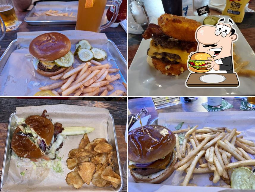 Treat yourself to a burger at Jolly Roger's Grub & Pub