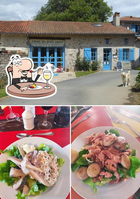 The photo of food and exterior at Auberge des Quatre Saisons Bayles