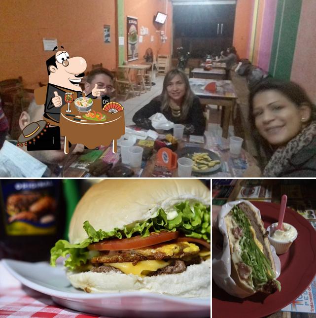 Dê uma olhada a ilustração ilustrando comida e interior no Da Massa Lanches