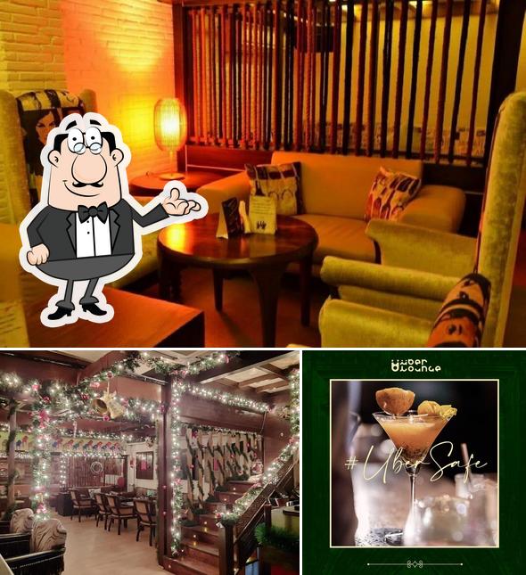 The restaurant's interior and alcohol