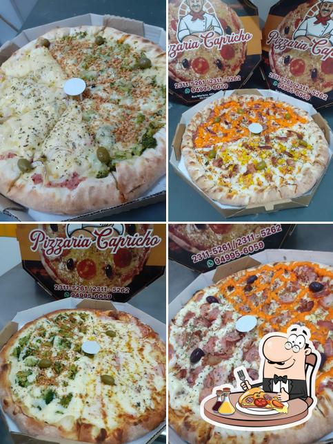 Escolha diferentes variedades de pizza