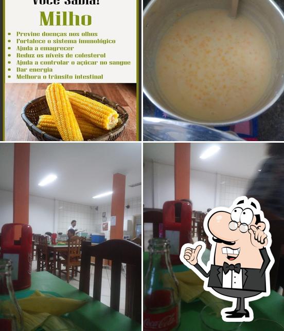 Confira a imagem mostrando interior e comida a Casa da Pamonha