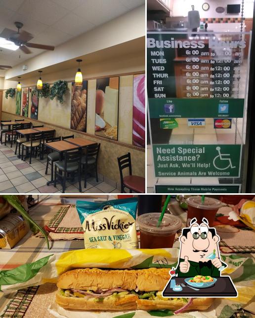 Take a look at the image depicting food and interior at Subway