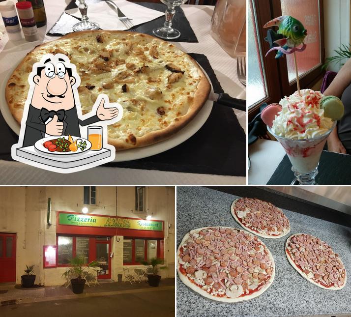 Plats à La Dolce Vita Restaurant/Pizzeria et son distributeur 24h/24