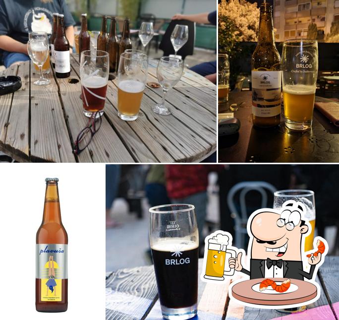 Brlog cooperative brewery, taproom & shop serve un'ampia selezione di birre