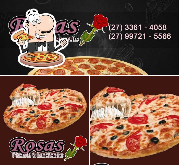 Escolha pizza no Rosa's Pizzaria, Lanchonete e Franguinho