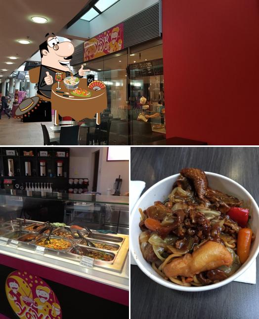 Взгляните на эту фотографию, где видны еда и внутреннее оформление в YOYO Noodles and Bubble Tea