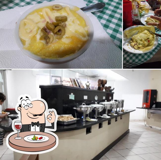 A ilustração da comida e bebida no Restaurante Espiga de Ouro