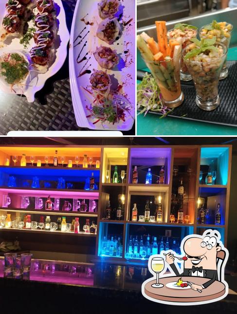 Among different things one can find food and bar counter at Golden Heights