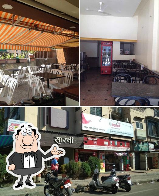The image of interior and exterior at Sarathi Veg Restaurant