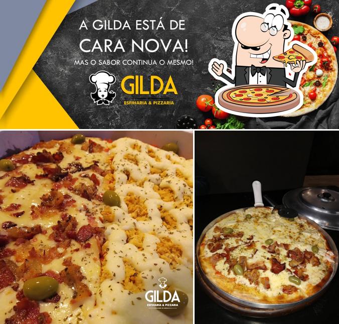 Escolha pizza no Gilda Esfiharia e Pizzaria