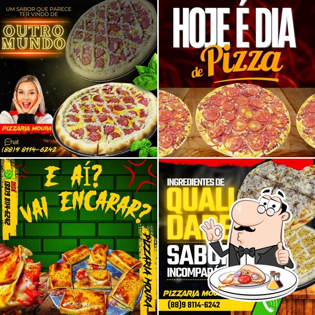 Escolha pizza no Pizzaria Moura