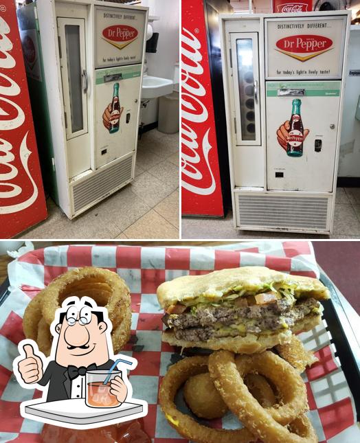 Las imágenes de bebida y comida en Hank's Hamburgers