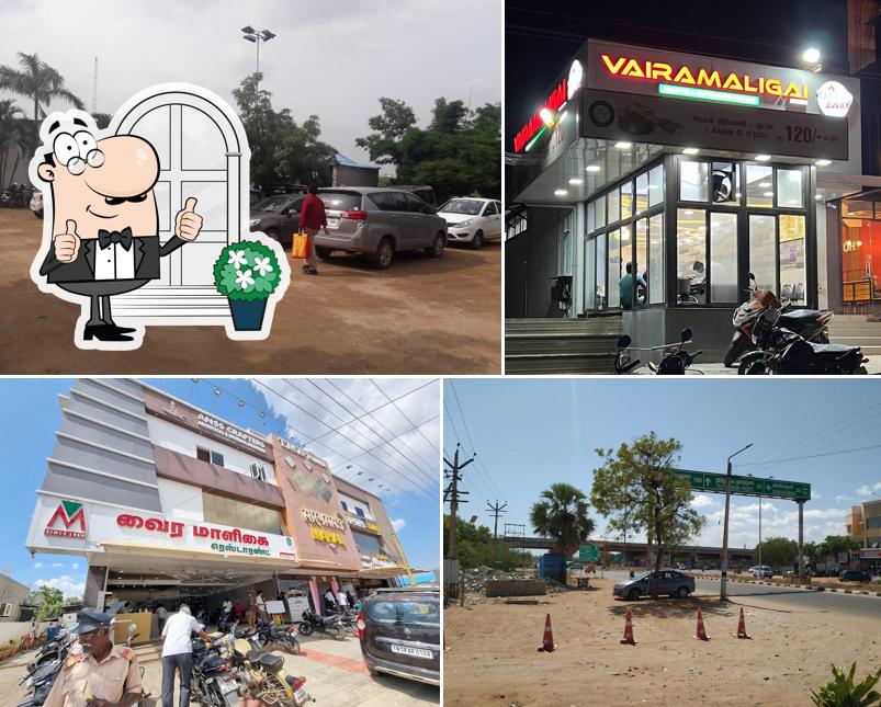 The exterior of Vairamaligai Rooftop Restaurant