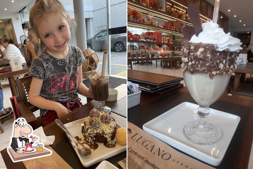 Cafeteria & Chocolateria Lugano Bucarein oferece uma escolha de pratos doces