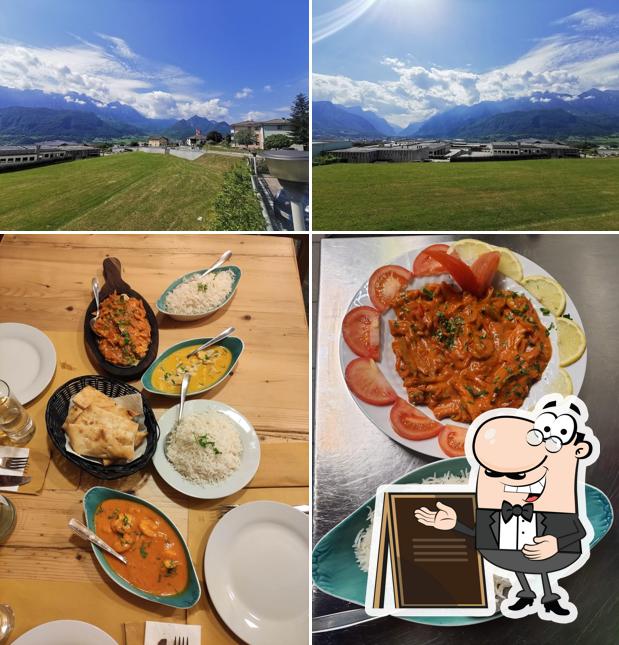 La esterno e cibo del ristorante