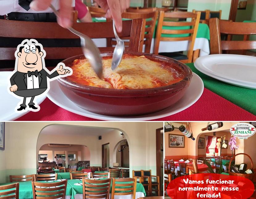 Sente em uma das mesas no Cantina Zinhani