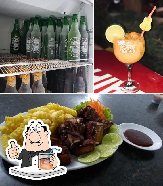 A ilustração da bebida e comida no RESTAURANTE E PIZZARIA POINT DO LAGO
