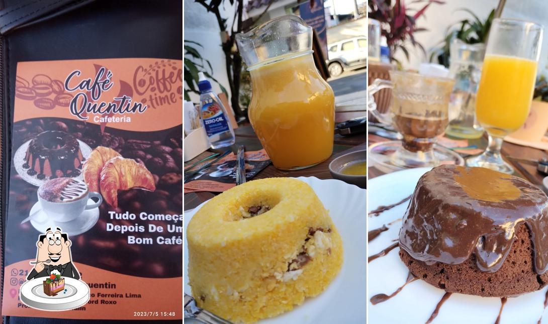 Bolo de chocolate em Café Quentim Cafeteria