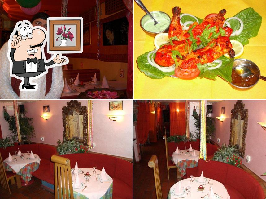 Tra le diverse cose da ristorante indiano si possono trovare la interni e cibo