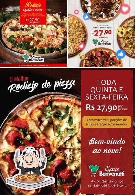 Experimente pizza no Pizzaria Benvenutti