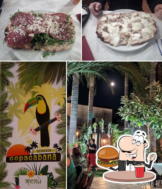 Try out a burger at Pizzeria Copacabana