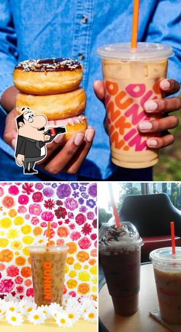 The photo of drink and food at Dunkin'