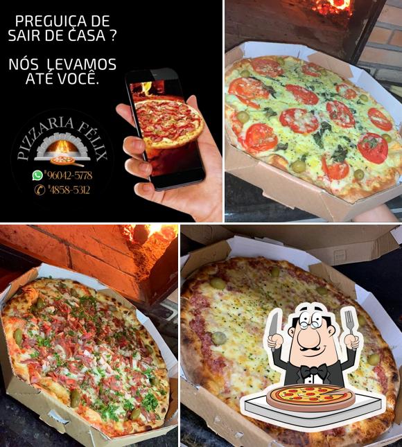 Escolha pizza no Pizzaria Félix