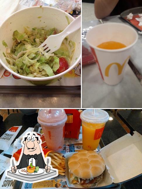 Esta é a ilustração mostrando comida e bebida no McDonald's