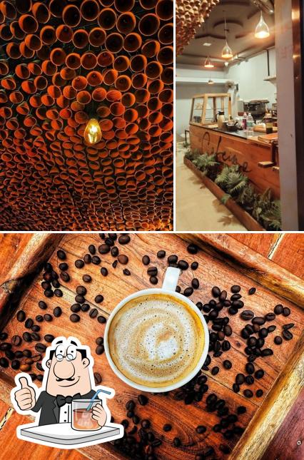 The picture of drink and interior at Cafeino