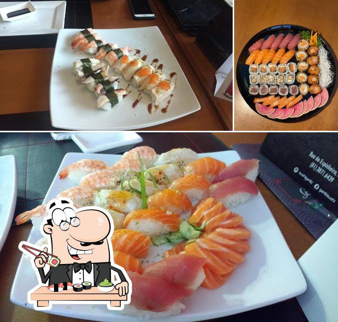 No Genki Sushi, você pode tentar sushi