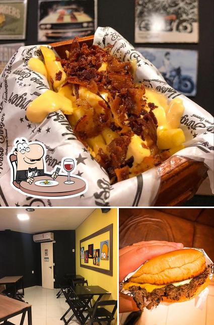 A imagem da comida e interior no House 190 Burger Gourmet