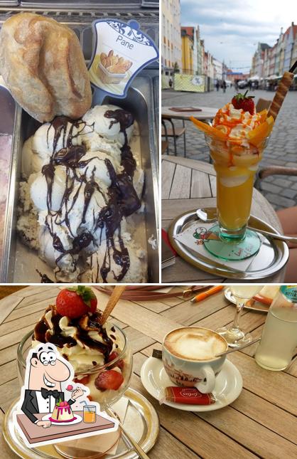 Eiscafé Dolomiti bietet eine Vielfalt von Desserts 