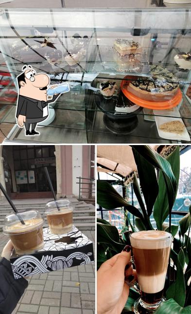 Снимок, на котором видны напитки и десерты в Fragaria coffee shop