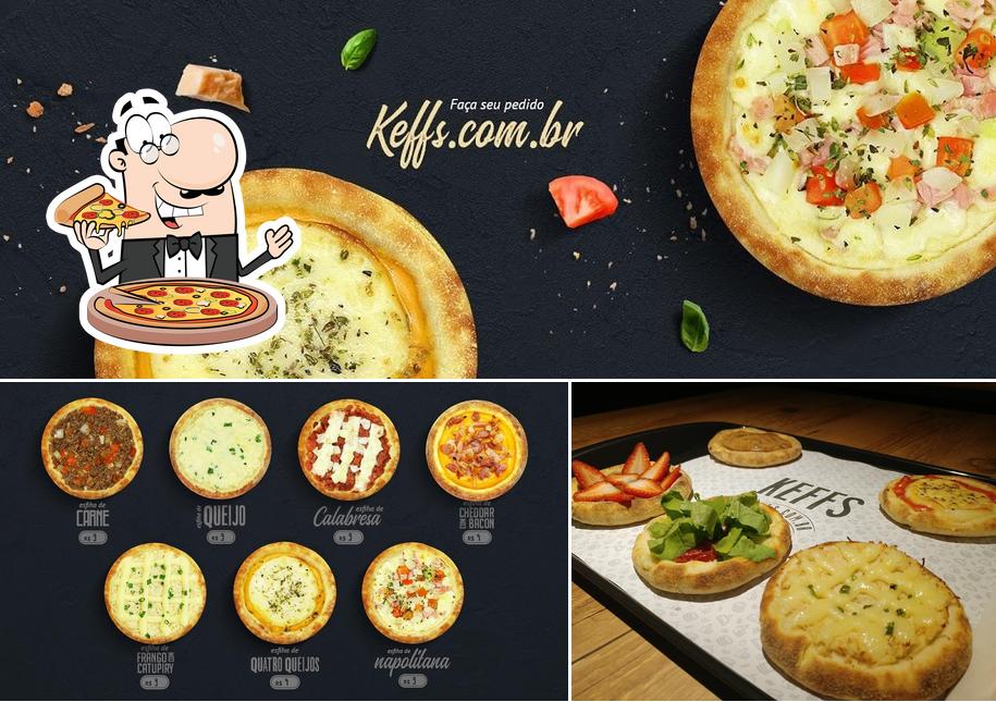 Escolha pizza no Keffs Pizzaria e Esfiharia