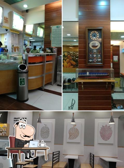Take a seat at one of the tables at Naturals Ice Cream