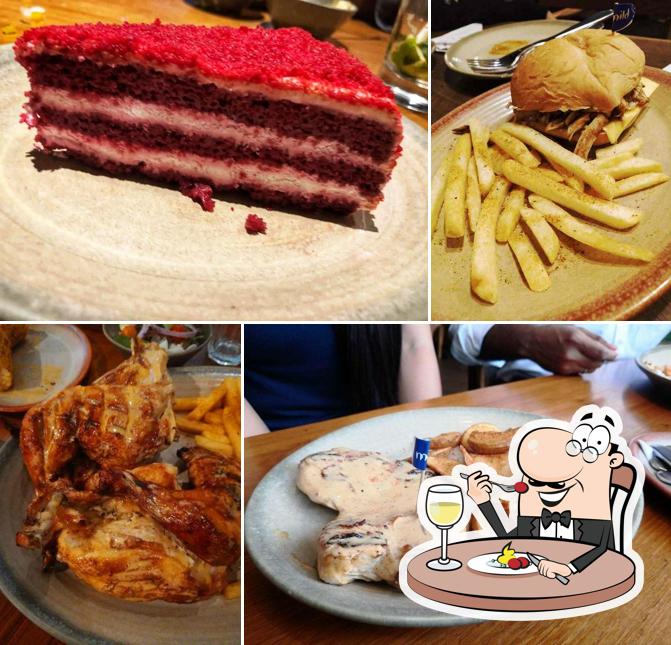 Red velvet cake and cheese plate at Nando's Cyberhub