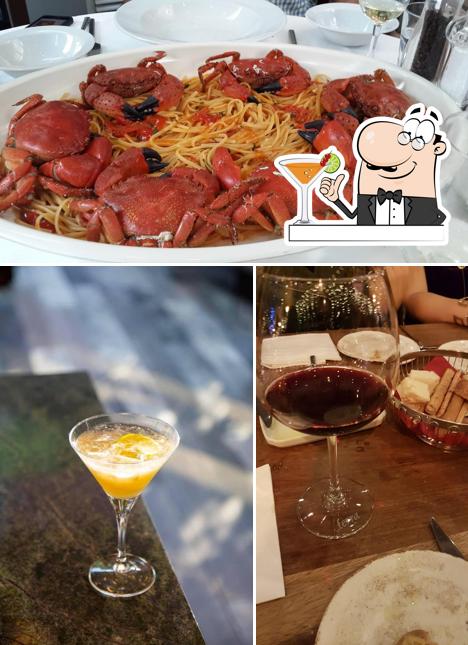 Take a look at the picture showing drink and food at La Mia Luce Italian Restaurant Bar