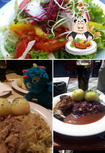 Check out the picture displaying food and exterior at Zum Schwarzen Bären