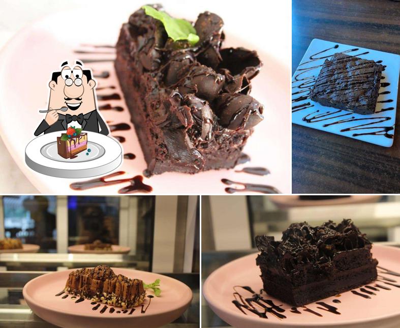 Chocolate cake at Aromas Café & Bistro