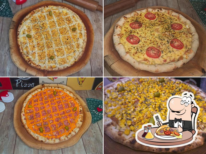 Peça diferentes variedades de pizza