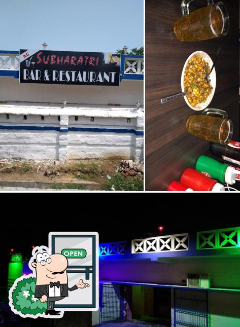 The restaurant's exterior and food